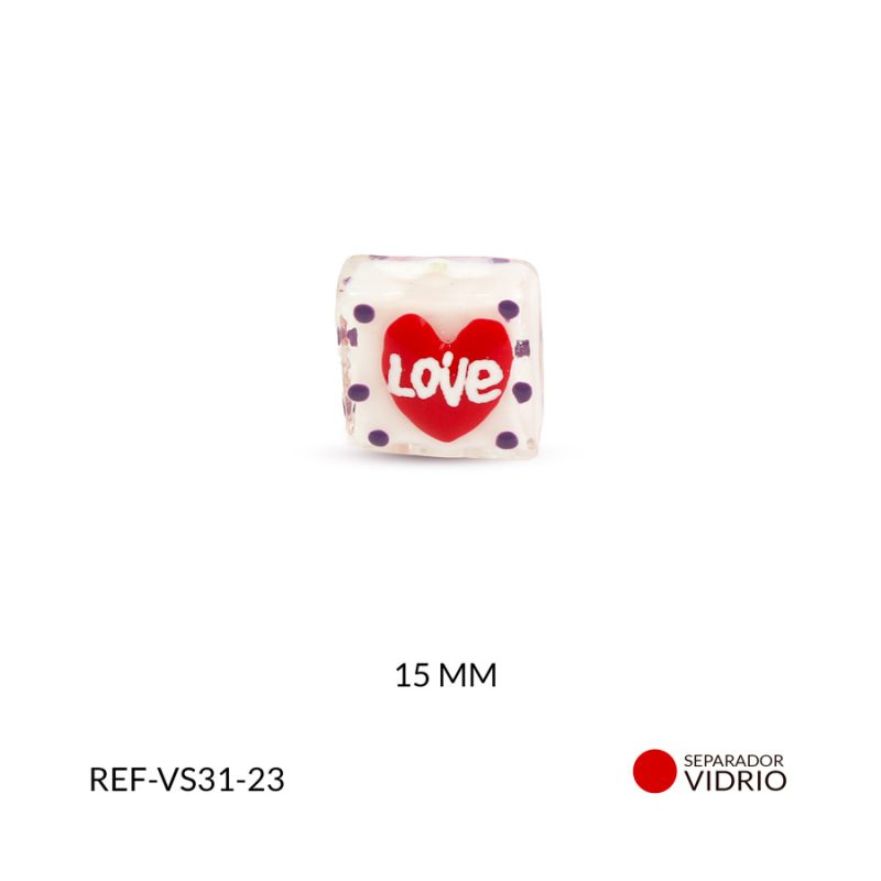 Separador vidrio corazón 15mm x und