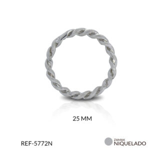 Argolla zamak trenzado 25mm x par