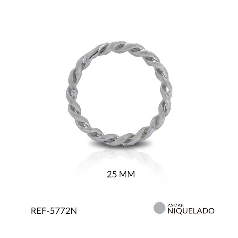 Argolla zamak trenzado 25mm x par