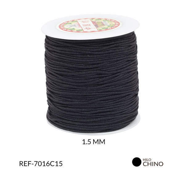Hilo chino negro 1.5mm rollo x 160 metros