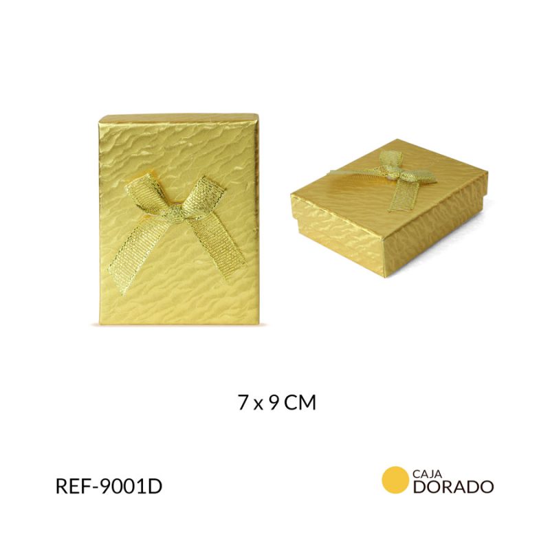 Caja regalo mediana brillo dorado 7x9cm x unidad