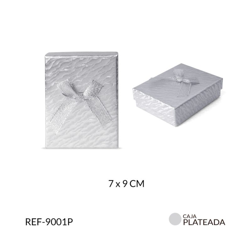 Caja regalo mediana brillo plateado 7x9cm x unidad