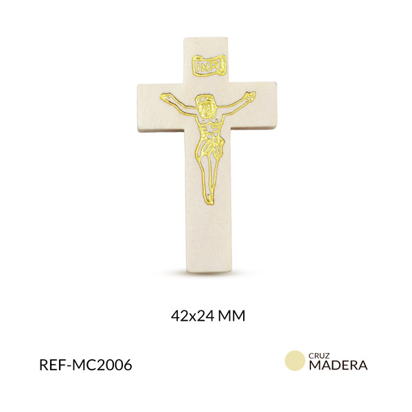 Cruz madera beige 42x24mm x 12und