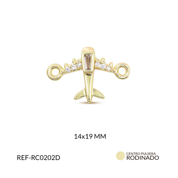 Centro pulsera rodinado avión circón plateado 14x19mm x unidad
