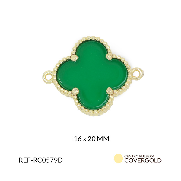 Centro pulsera covergold trébol verde 16x20mm x und