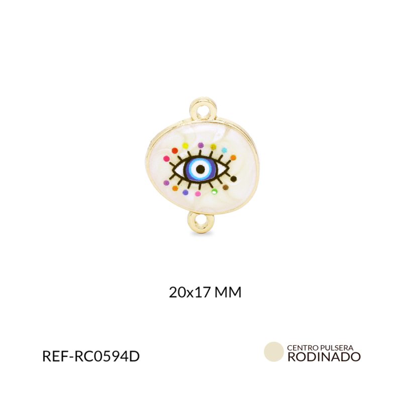 Centro pulsera rodinado ojo 17x20mm x und
