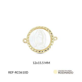 Centro pulsera rodinado virgen de guadalupe en nácar 12x15.5mm x und