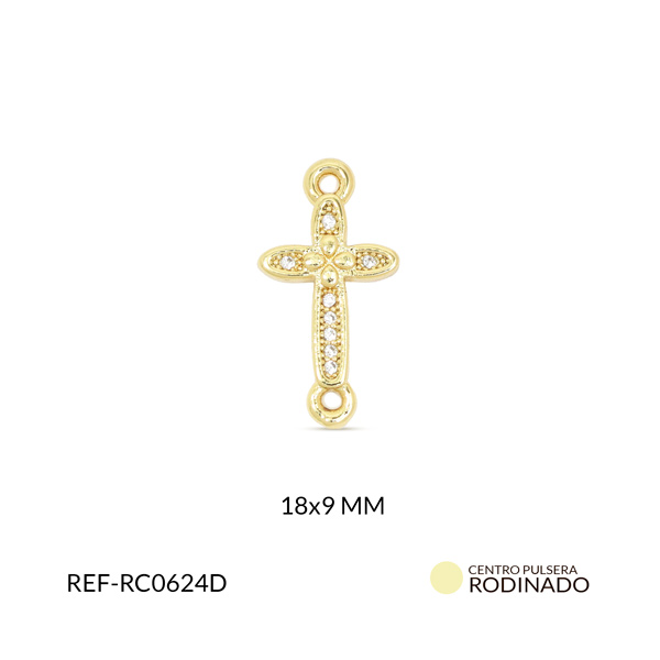Centro pulsera rodinado cruz circón plateado 18x9mm x und