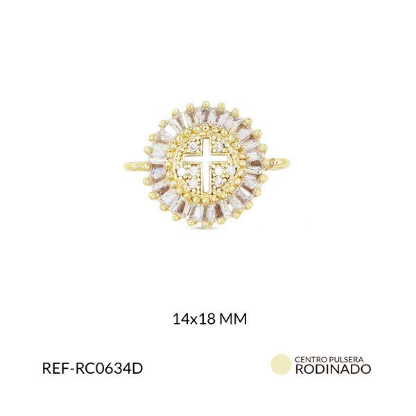 Centro pulsera rodinado cruz calada circón plateado 14x16mm x und