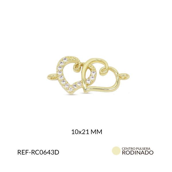 Centro pulsera corazón doble 10x21mm x und
