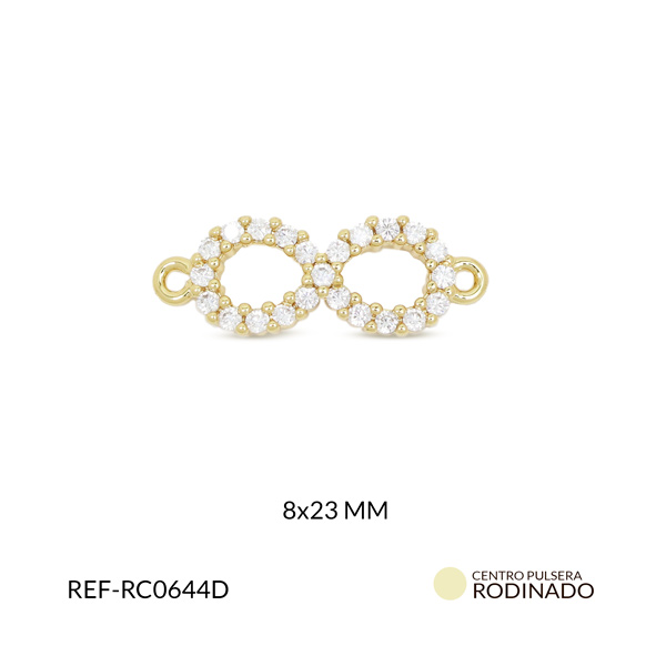 Centro pulsera rodio infinito circón blanco 23x8mm x und