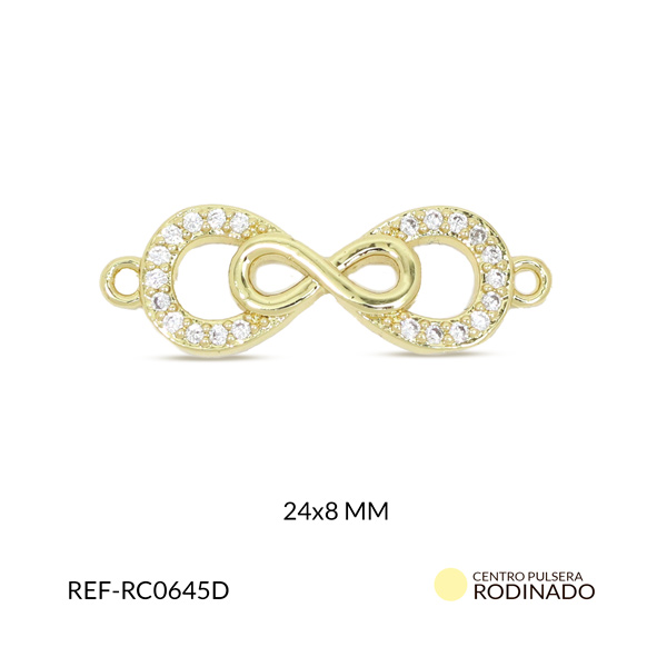 Centro pulsera rodio infinito dúo 24x8mm x und