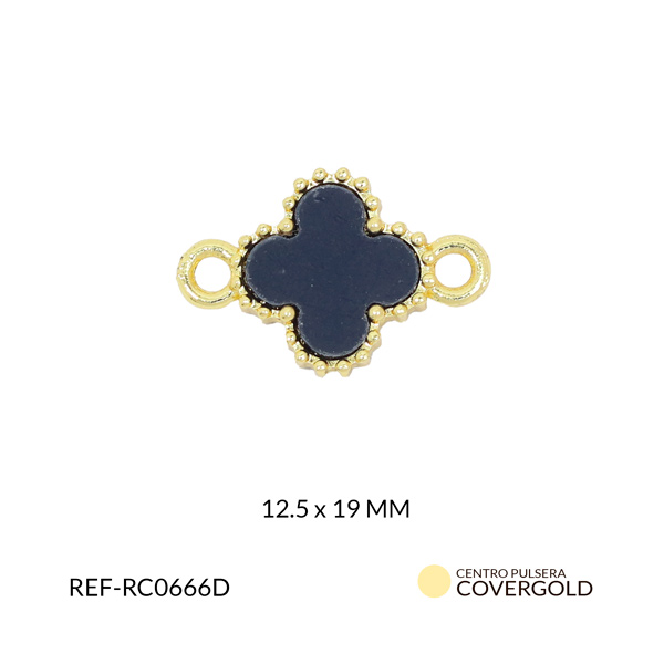 Centro pulsera covergold trébol negro 12.5x19mm x und