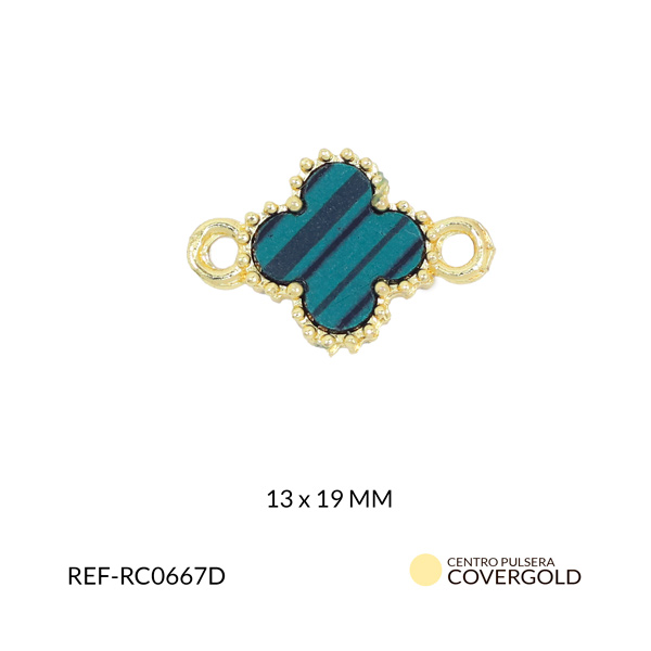 Centro pulsera covergold trébol verde 13x19mm x und