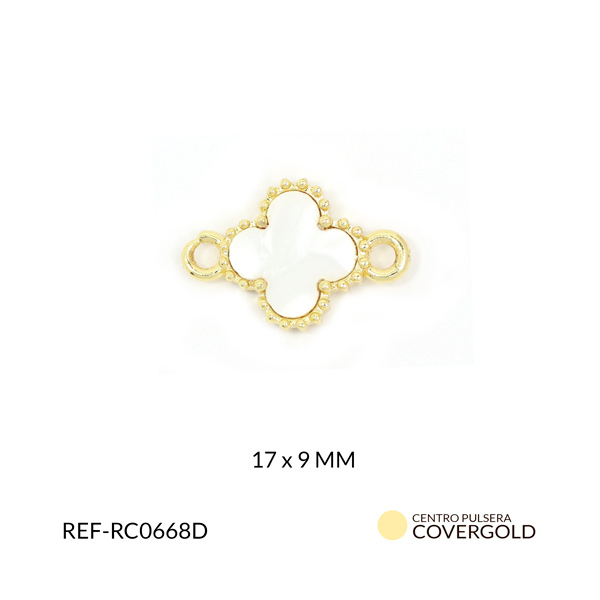 Centro pulsera covergold trébol blanco 12.5x19mm x und