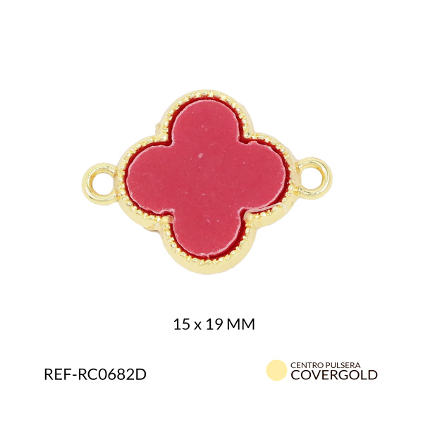 Centro pulsera covergold trébol rojo 15x19mm x und