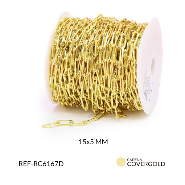 Cadena covergold eslabón ovalado plano 15x5mm x 50cm