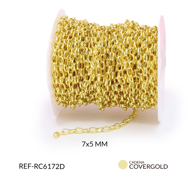 Cadena covergold eslabón redondo ovalado 7x5mm x metro