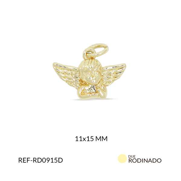 Dije rodinado ángel con alas 11x15mm x und