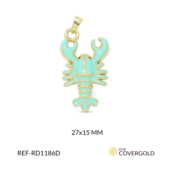 Dije covergold langosta verde menta 27x15mm x und