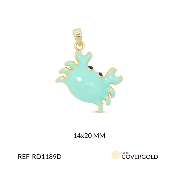Dije covergold cangrejo verde menta 14x20mm x und