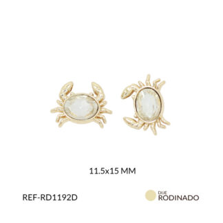 Dije rodinado cangrejo cristal transparente 11.5x15mm x und