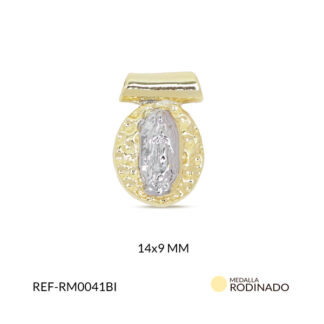 Medalla rodinada virgen de guadalupe bicolor 14x9mm x und