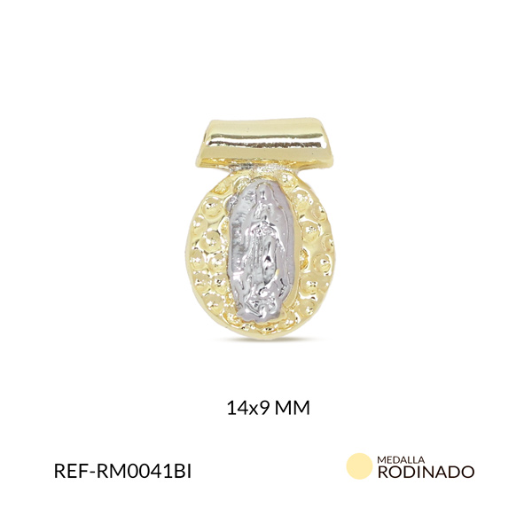 Medalla rodinada virgen de guadalupe bicolor 14x9mm x und