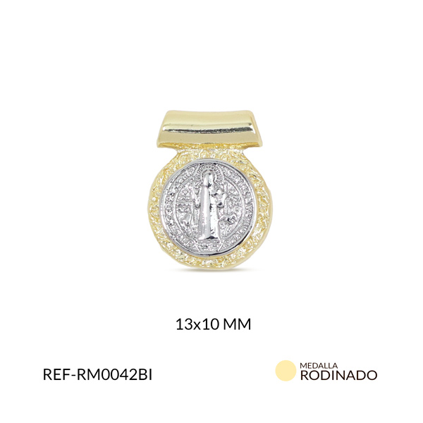 Medalla rodinada san benito bicolor 13x10mm x und