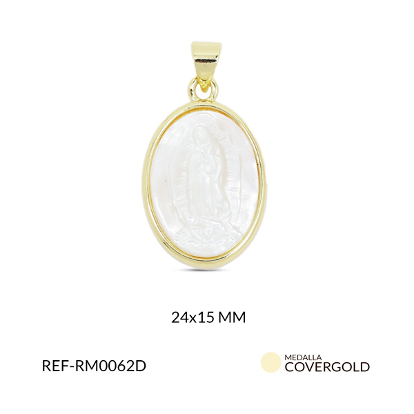 Medalla covergold virgen de guadalupe en nácar 24x15mm x und