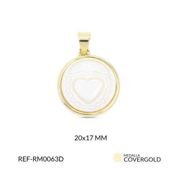 Medalla covergold sagrado corazon nácar 20x17mm x und