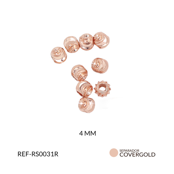 Balin rodinado diamantado rosado 4mm x 12und