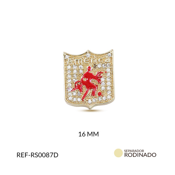 Separador rodinado escudo Americé de cali diablo dorado 15x13mm x unidad