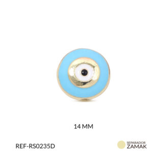 Separador rodinado ojo con resina azul menta 14mm x und