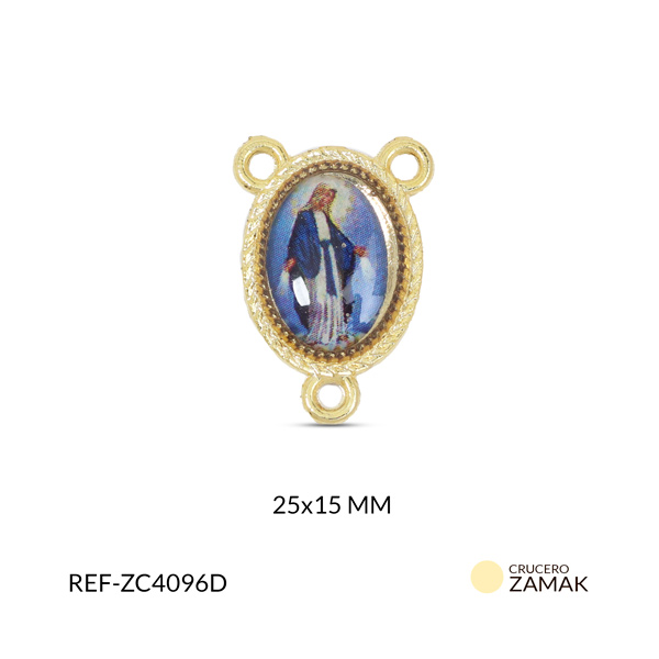 Crucero zamak virgen milagrosa resinado 22x15mm x und