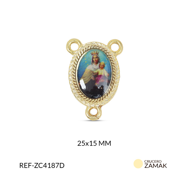 Crucero zamak virgen del carmen resinado 15x22mm x und