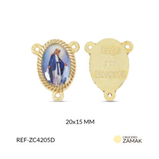 Crucero zamak virgen milagrosa resinado 20x15mm x2 und