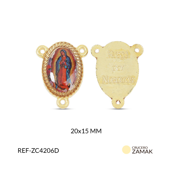Crucero zamak virgen guadalupe resinado 20x15mm x2 und
