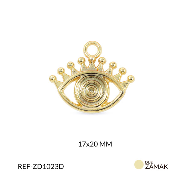 Dije zamak ojo con pestañas 9 puntos 17x20mm x par