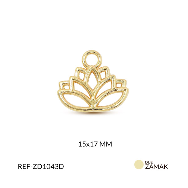 Dije zamak silueta flor de loto 15x17mm x3 unidades