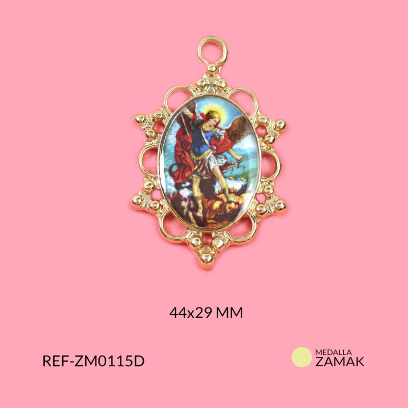 Medalla zamak arcángel san miguel 44x29mm x und