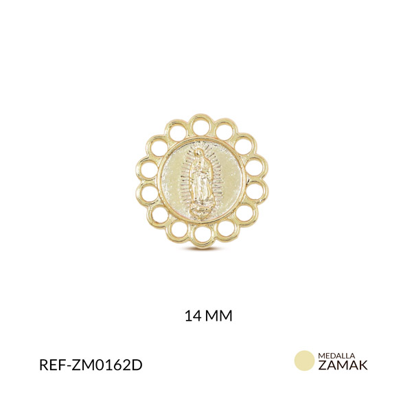 Medalla zamak virgen de guadalupe para tejer 14mm x par