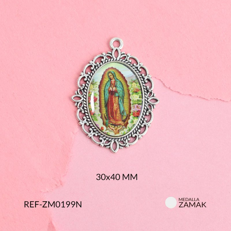 Medalla zamak virgen guadalupe 30x40mm x par