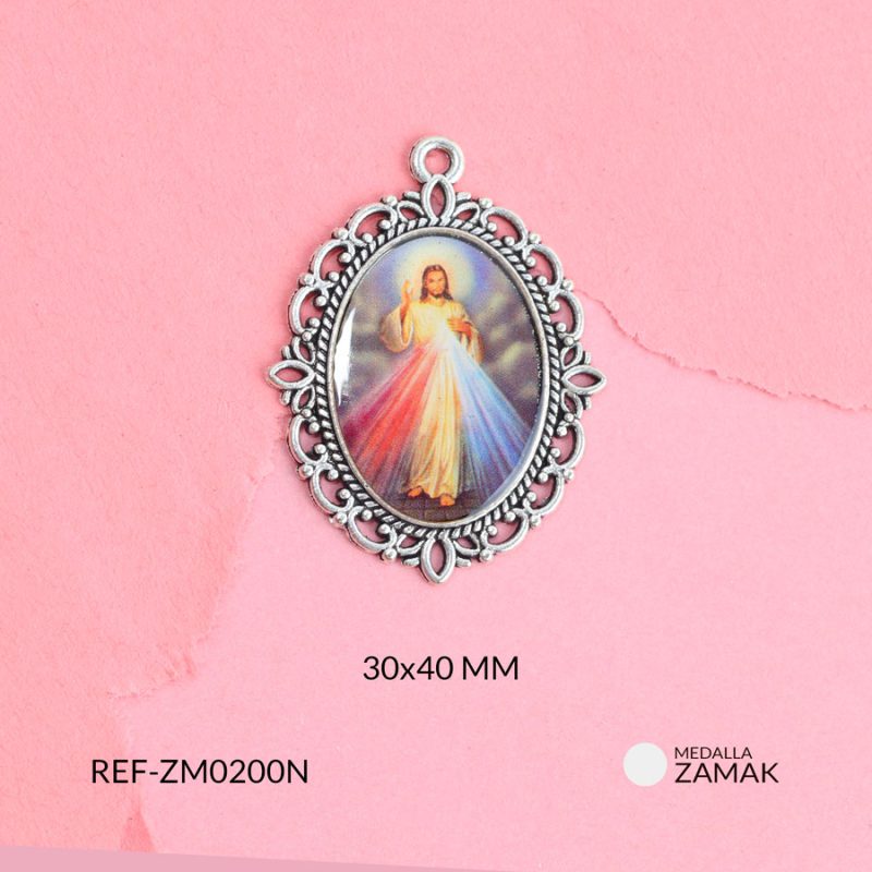 Medalla zamak misericordioso 30x40mm x par