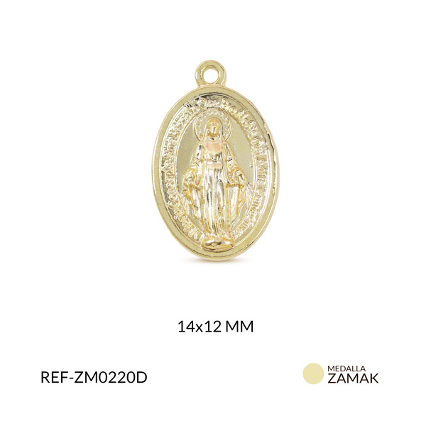 Medalla zamak virgen milagrosa 25x15.5mm x unidad
