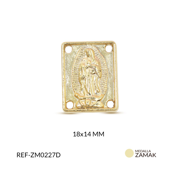 Medalla escapulario zamak virgen de guadalupe rectangular 18x14mm x unidad