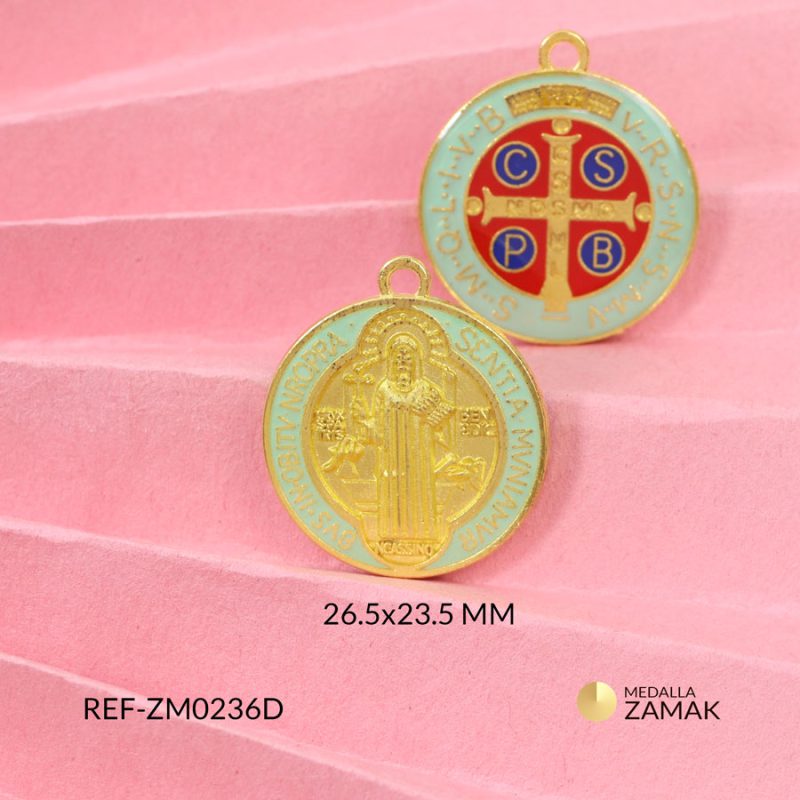 Medalla zamak san benito 26.5x23.5mm x und