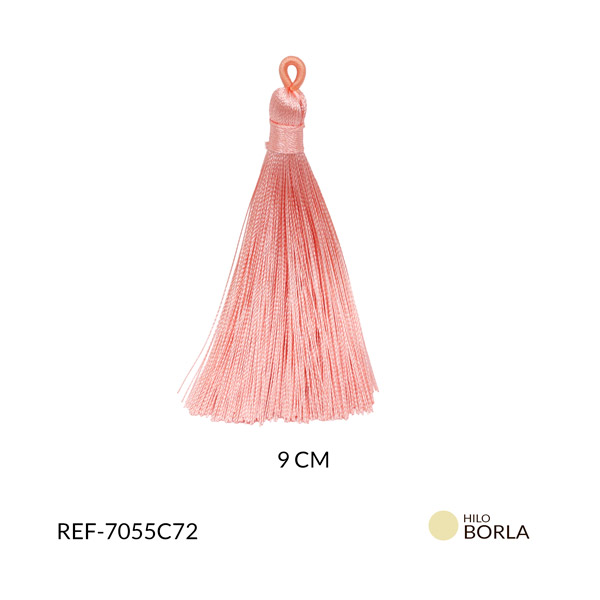 Borla hilo cordón salmón claro 9cm x2 unidades
