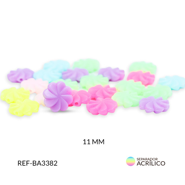 Separador acrílico flor mixta tonos pasteles 11mm paquete x20 gramos