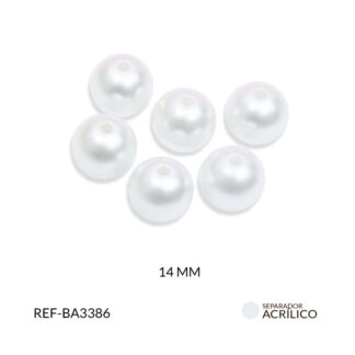 Separador acrílico imitación perla blanco 14mm paquete x20 gramos